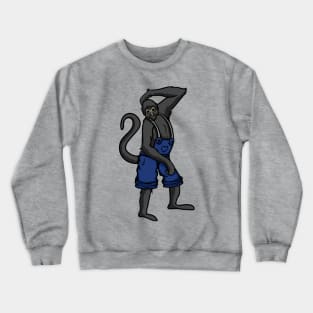 Cute Anthropomorphic Human-like Cartoon Character Spider Monkey in Clothes Crewneck Sweatshirt